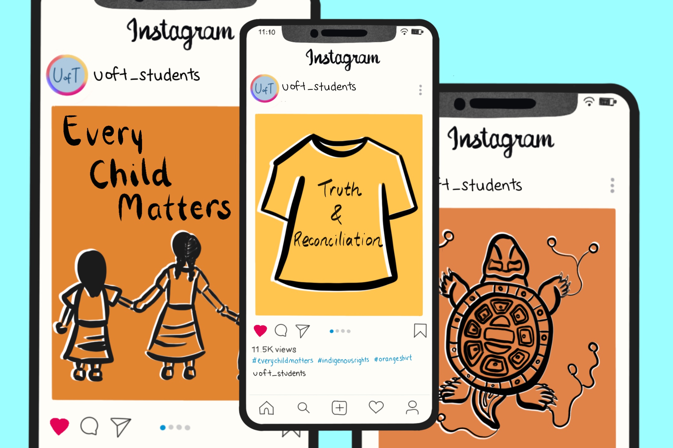 illustration of Instagram posts for truth and reconciliation student activism