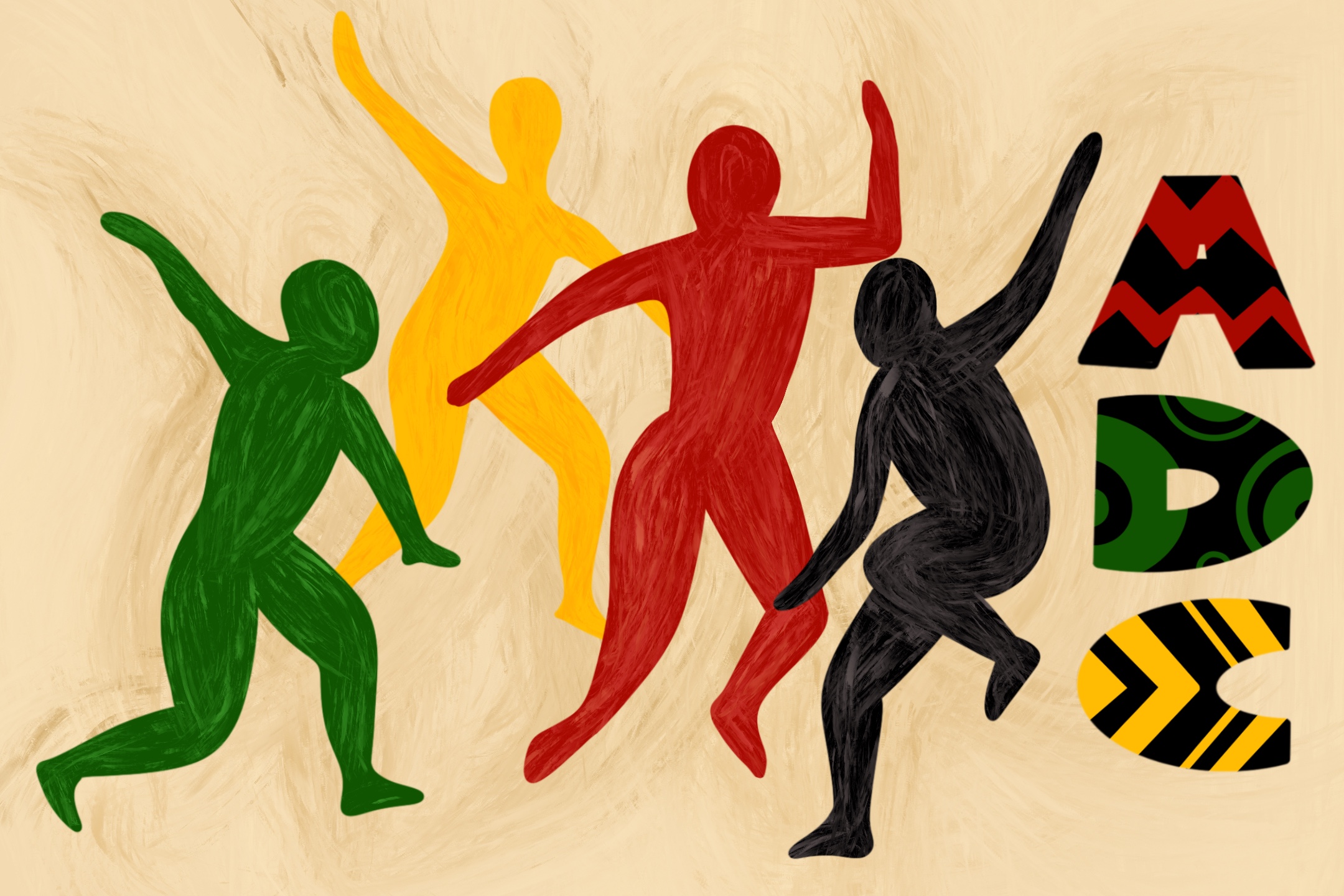 illustration of dancing figures for Afro-Dance Culture Club